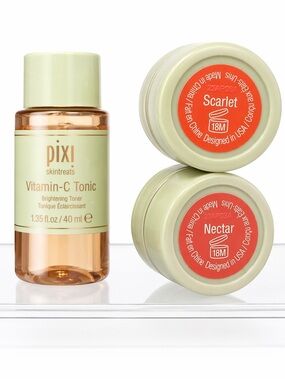 PIXI Vitamin-C Tonic Brightening Toner and Two Lip Balms Scarlet & Nectar Bundle